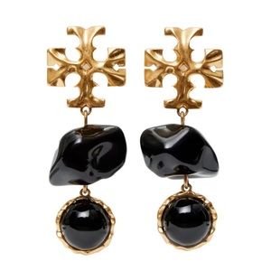 TORY BURCH • Black Roxanne Double Drop Earrings